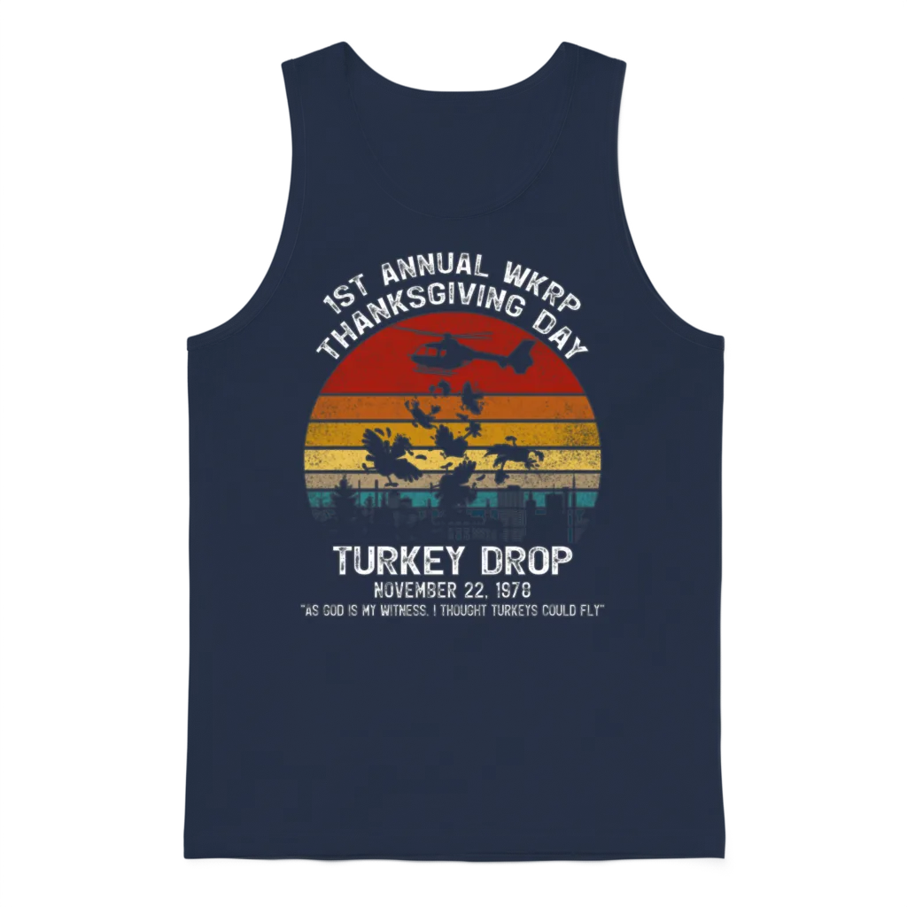 First Annual Wkrp Thanksgiving Day Unisex Tank Top - Navy