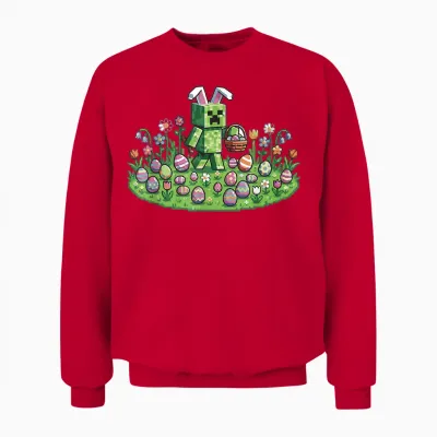 Pixel Osterhase Ostern Gaming Zocker Mann Kind Jungs Mädchen Unisex Sweatshirt - Red