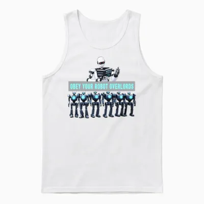 Obey Your Robot Overlords Unisex Tank Top - White