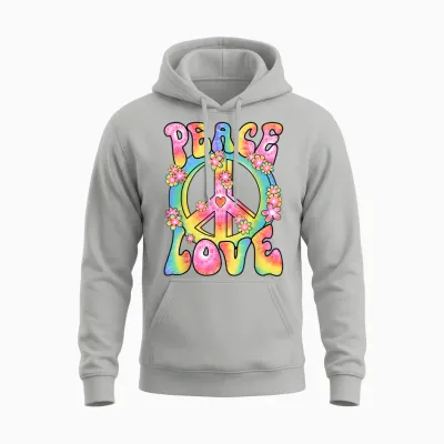 Peace Love Hippie Costume Women's Men's 60s 70s Outfit T-Shirt, Black, S Unisex Hoodie - Ash