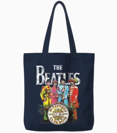 The Beatles Music Band Sgt Pepper by Rock Off Tote Bags - Navy