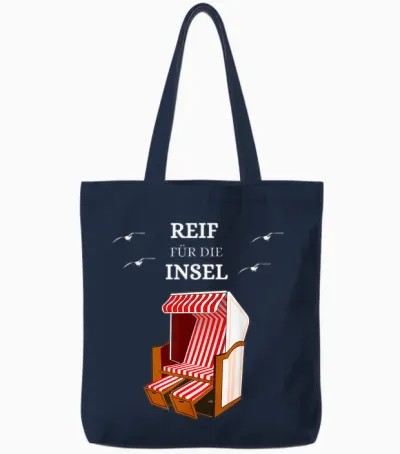Strandkorb Spruch Nordsee Sylt Ostsee Strand Norderney Tote Bags - Navy