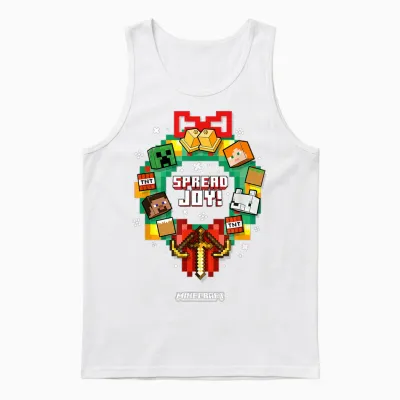 Minecraft Christmas Spread Joy! Xmas Crown Group Shot Unisex Tank Top - White