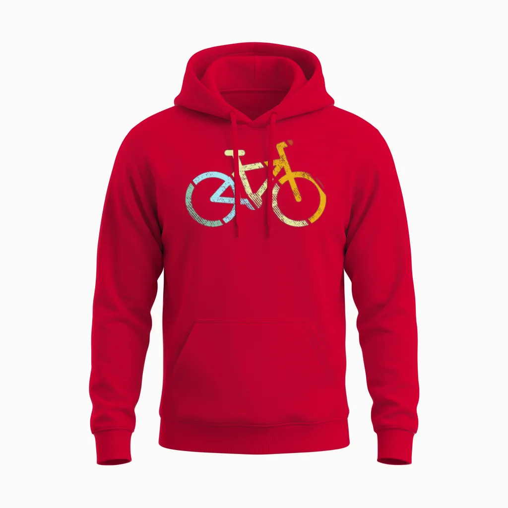 Cycling Retro Unisex Hoodie in Red