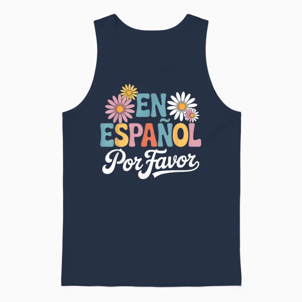 En Español Por Favor Spanish Teacher Unisex Tank Top in Navy