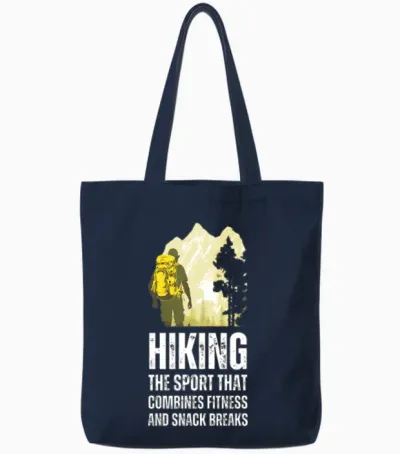Hiking the Sport That Combines Fitness and Snack Tote Bags - Navy