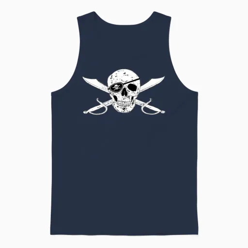 Pirate Flag Jolly Roger W Eyepatch Right Unisex Tank Top in Navy