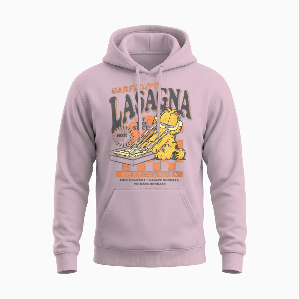 Garfield Vintage by the Slice Garfield's Lasagna Unisex Hoodie in Light Pink