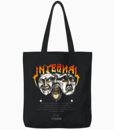 Internal Modern Streetwear Tote Bags - Black