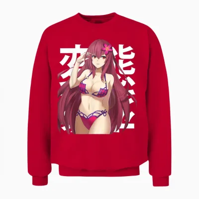 Anime Cute Girl Lewd Waifu Summer Otaku Japonais Unisex Sweatshirt - Red