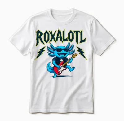 Roxalotl Nettes Lustiges Axolotl Rock Music Heavy Metal T-Shirt Für Kinder Unisex T-Shirt - White