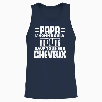 Papa the Man Who Has Everything but All His Hair Baldness Unisex Tank Top - Navy