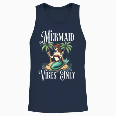 Mermaid Vibes Only Unisex Tank Top - Navy