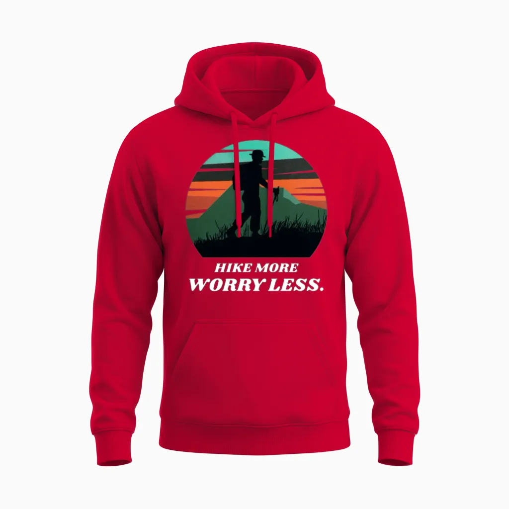 Hike More Worry Less Hiking - & Outdoors Unisex Hoodie in Red