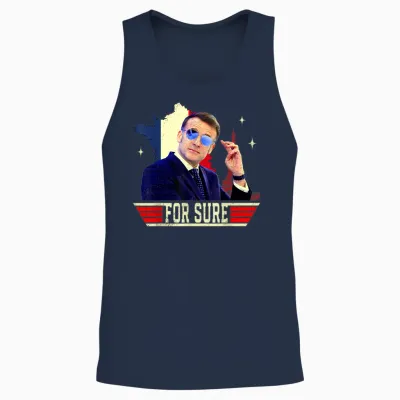 For Sure Emmanuel Macron Glasses Unisex Tank Top - Navy