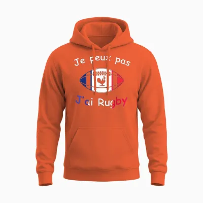 Je Peux Pas J'ai Rugby – Rugby Player Gift T-Shirt, Black, S Unisex Hoodie - Orange