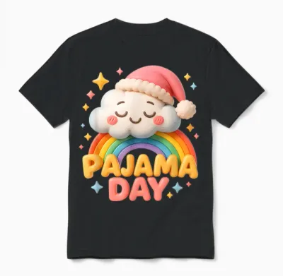 Pajama Day School Spirit Week Sleepy Cloud Teacher Student Unisex T-Shirt - Black