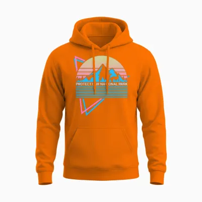 National Park Retro Unisex Hoodie - Safety Orange