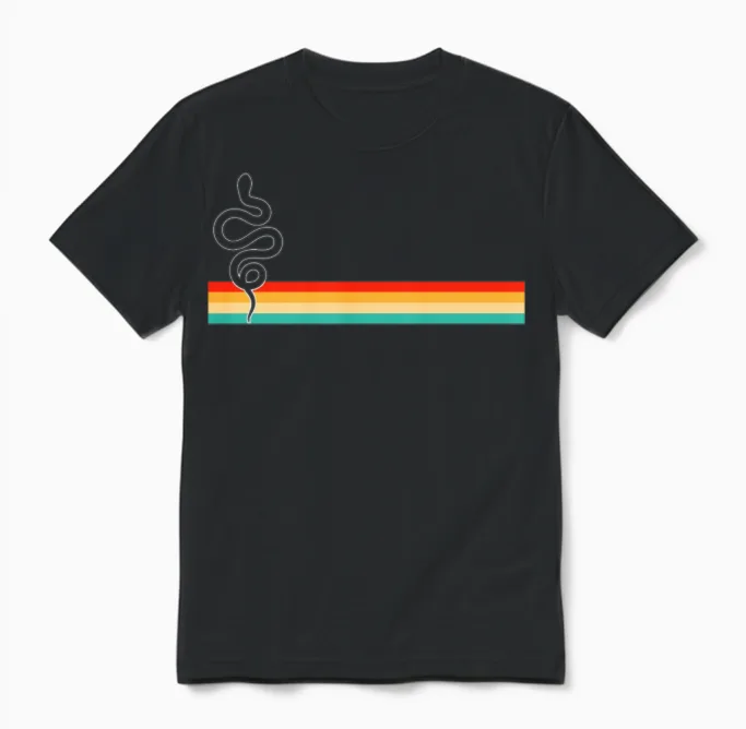 Snake Retro Reptiles & Exotics Unisex T-Shirt in Black