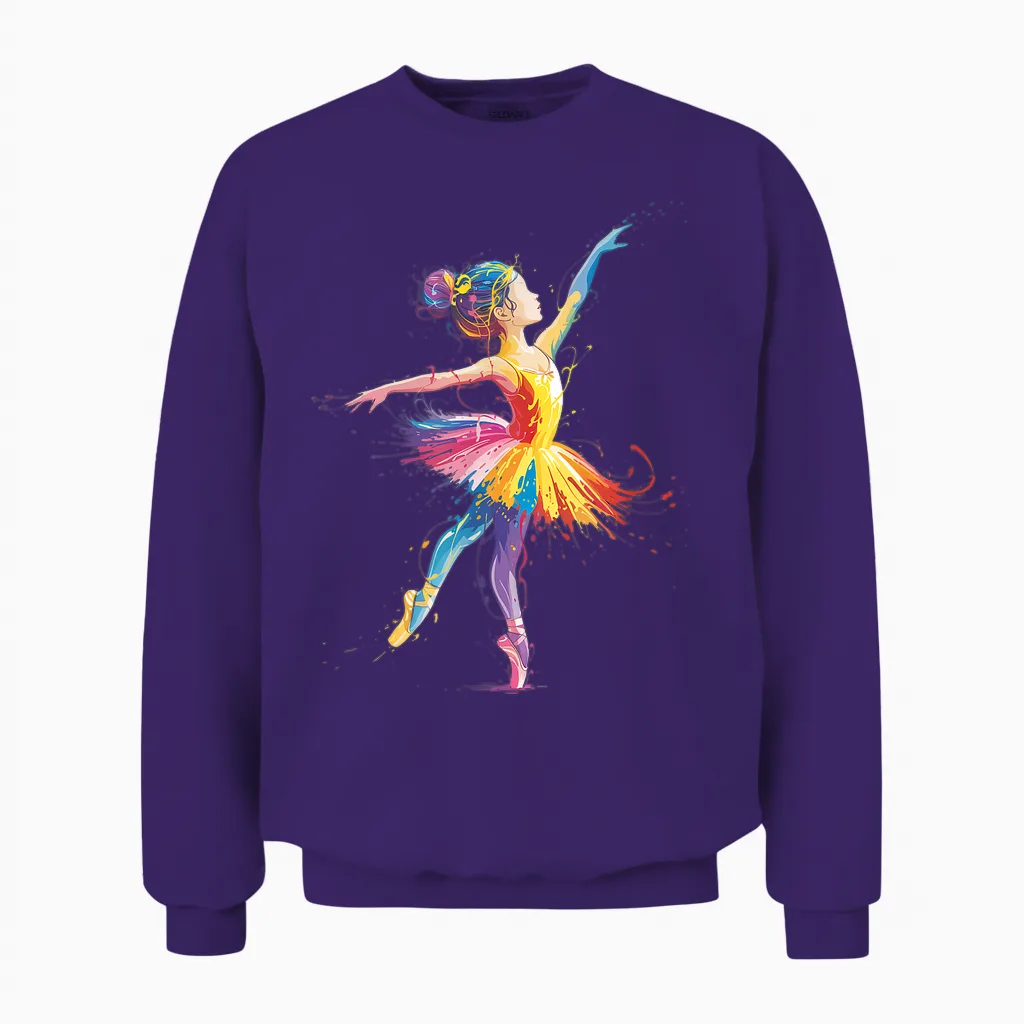 Ballet Girls Colorful Ballerina Dancer Women Girls Unisex Sweatshirt in Purple