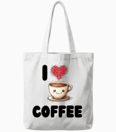 I Love Coffee Tote Bags - White