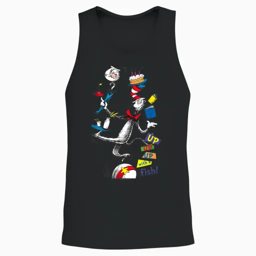 The Cat in the Hat Up Up Up - Officially Licensed Unisex Tank Top - Black