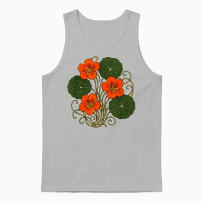 Nasturtium Flower Garden Plant Lovers Floral Art Nouveau Unisex Tank Top - Ash