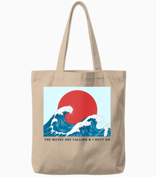 Waves Hunter Hunting Gift Tote Bags in Natural