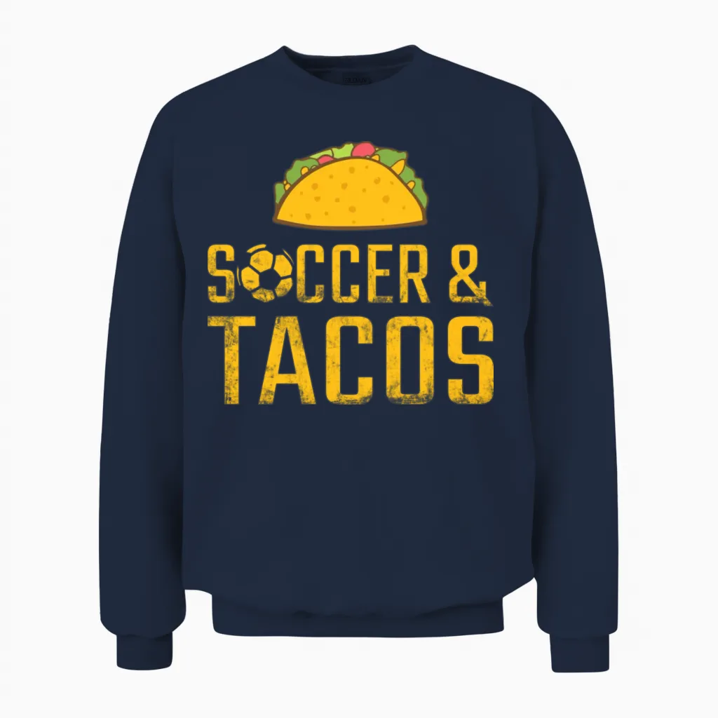 Soccer and Tacos Unisex Sweatshirt in Navy