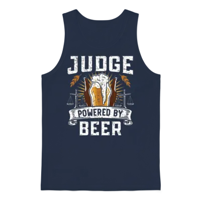 Judge Powered by Beer Drinker Judge Lawyer Justice Unisex Tank Top - Navy