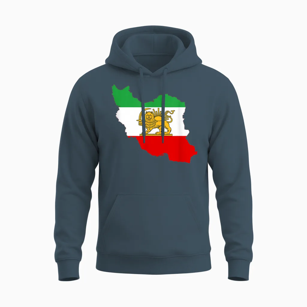 Persian Lion Flag, Iran Map, Iranian Heritage Flag ... Unisex Hoodie in Dark Heather