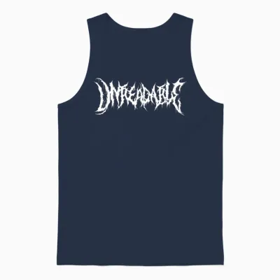 Unreadable. Death Metal, Extreme Black Metal Band Funny Rock Unisex Tank Top - Navy