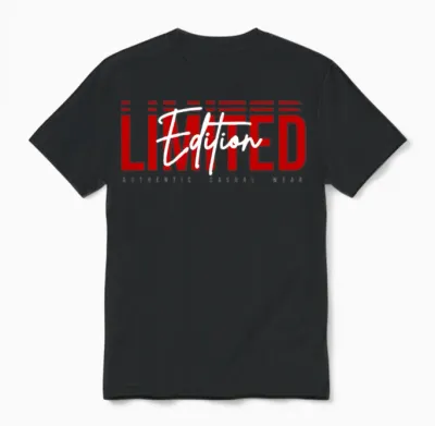 Limited Edition Bold Red Block with Script Unisex T-Shirt - Black