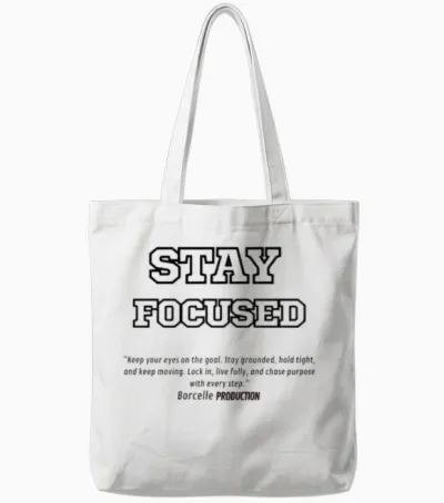 Stay Focused Tote Bags - White