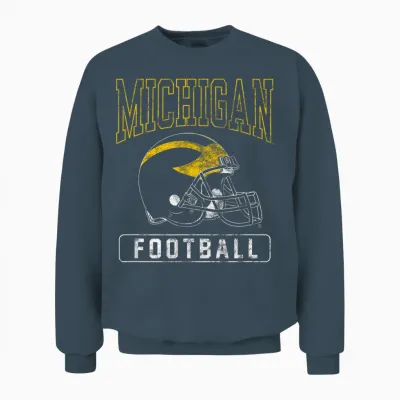 University of Michigan Wolverines U of M Football Helmet Unisex Sweatshirt - Dark Heather