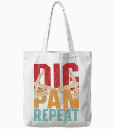 Gold Panning Prospector Dig Pan Repeat Tote Bags - White