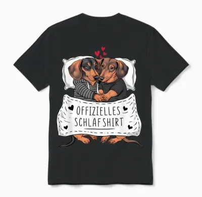 Offizielles Schlafshirt Süßes Dackel Paar Schlaf Unisex T-Shirt - Black
