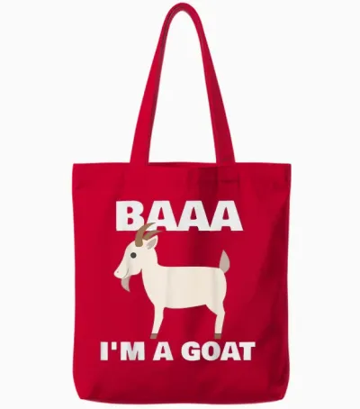 Baa I'm a Goat Costume Animal Funny Halloween Party Goat Tote Bags - Red