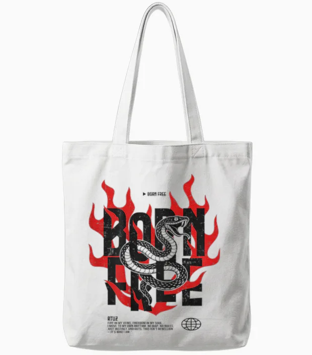 Backprint Streetwear Retro Mode Vintage Fashion Damen Herren Tote Bags in White
