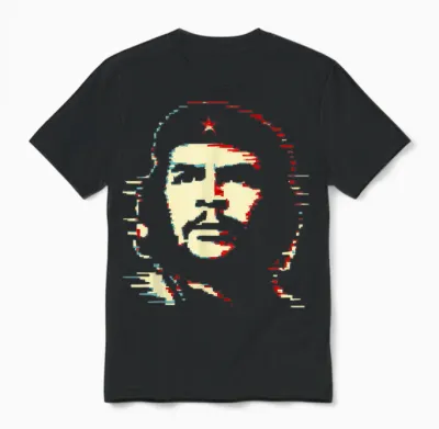 Che Guevara Rebel Shirt Icon Pixel Art Glitch Pop Art Retro Unisex T-Shirt - Black