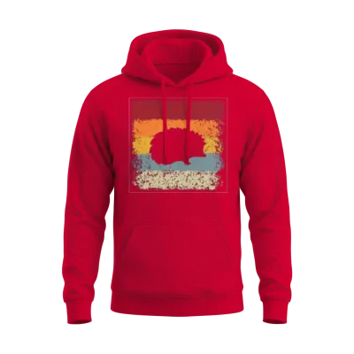 Hedgehog Retro Unisex Hoodie - Red