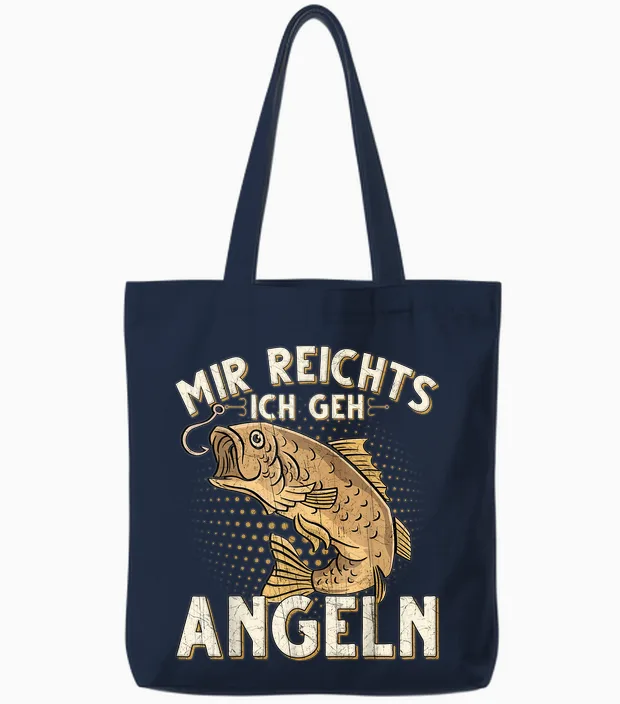 Mir Reichts Ich Geh Angeln Fischen Angler Tote Bags in Navy