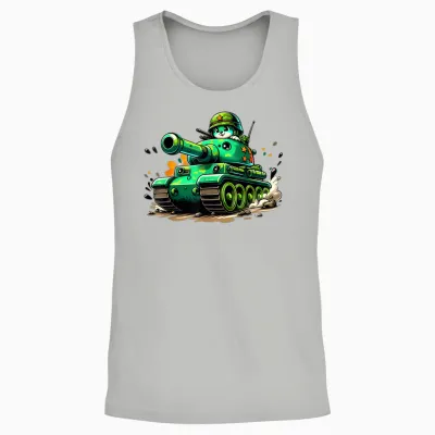 Cartoon Panzer Jungen Armee Panzer Militär Abenteuer Unisex Tank Top - Ash
