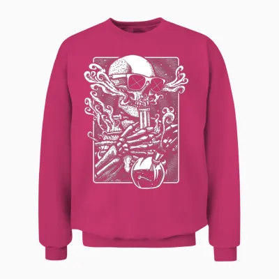 Bong Skeleton - White Unisex Sweatshirt - Heliconia