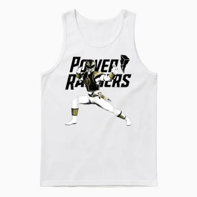 Power Rangers White Ranger Karate Action Pose Logo Unisex Tank Top - White