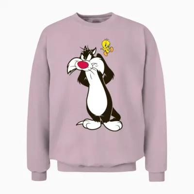 Looney Tunes Sylvester and Tweety Pose Unisex Sweatshirt - Light Pink