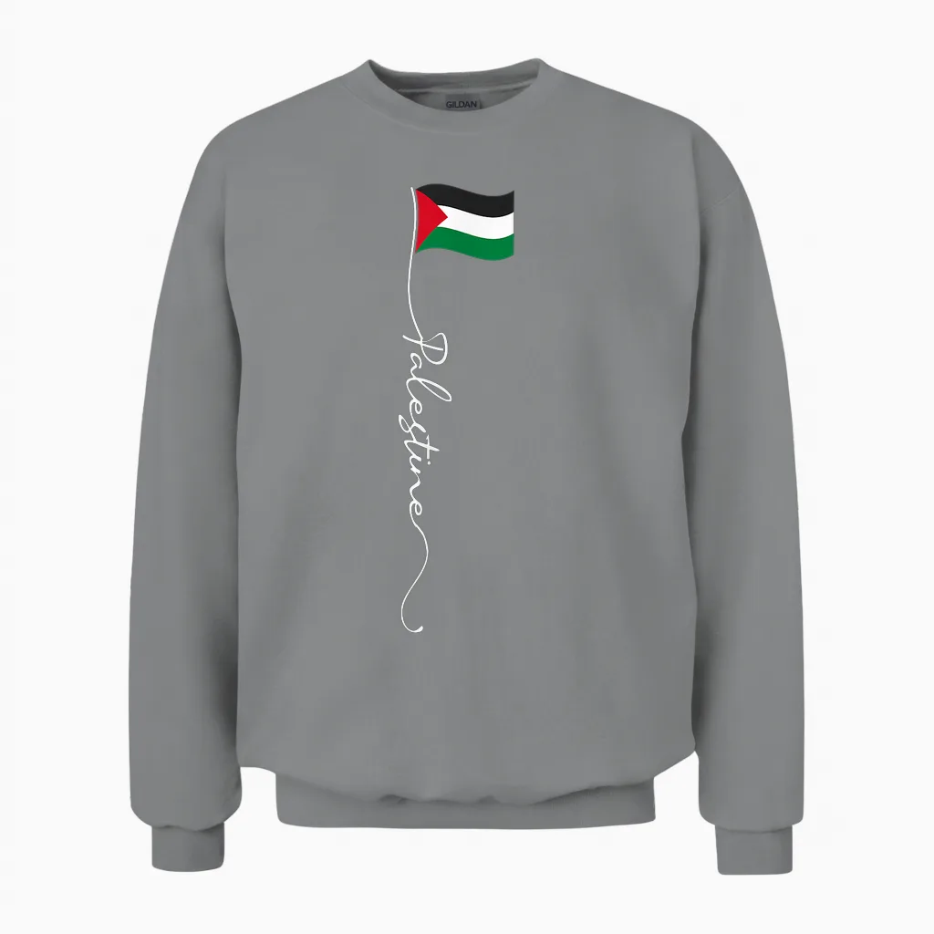 Palestine Flag Pride Unisex Sweatshirt in Sport Grey