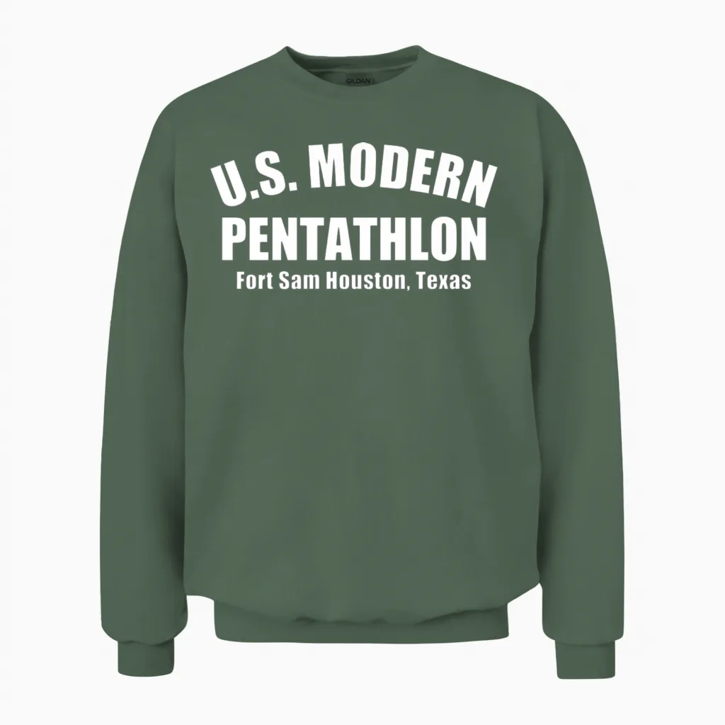 Retro 1970's Modern Pentathlon Unisex Sweatshirt in Military Green