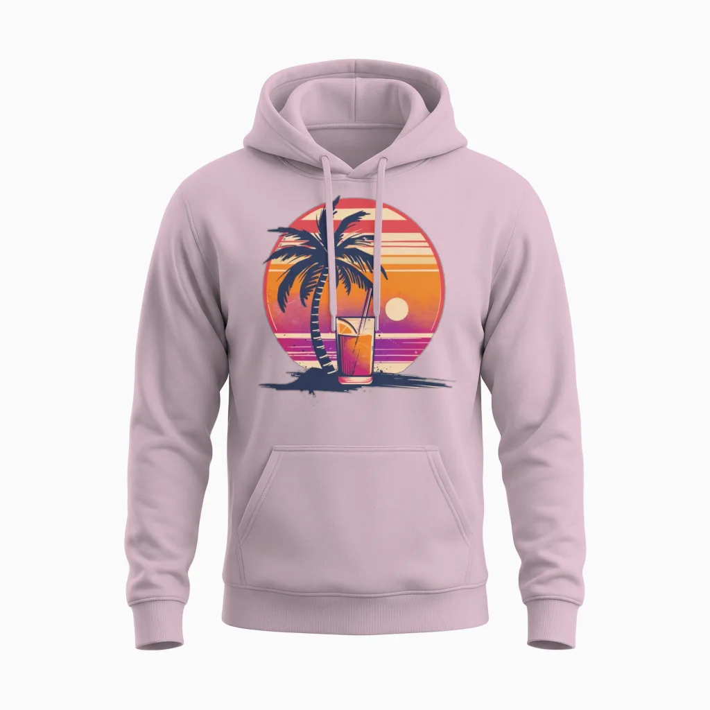 Retro Beach Cocktail Summer & Unisex Hoodie in Light Pink