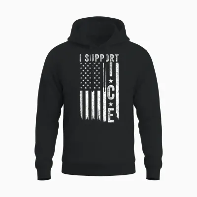 I Support Ice, Immigration Officers American Unisex Hoodie - Black